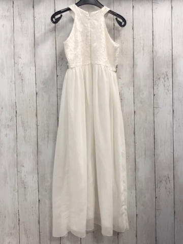   Kleid  Gr. 128  weißes Oberteil mit Stickerei silber Glitzergürtelstreifen 2 lagiger Rock