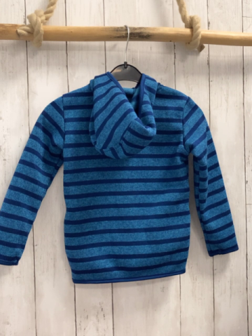   Strickjacke   Gr. 110/116  blau hellblau Streifen Kapuze 