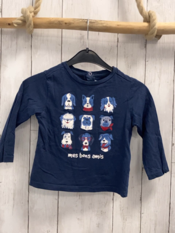   Langarmshirt  Gr. 92  blau Hunde Schrift 