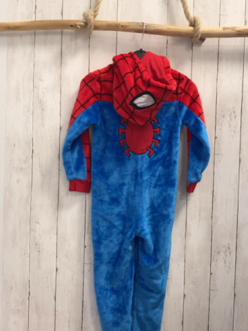   Plüschoverall Gr. 122  rot hellblau Spiderman 