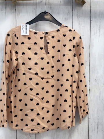H&M  Bluse  Gr. 128  hellbraun schwarze Herzen 