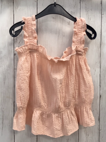 H&M  Sommerbluse  Gr. 134  rosa Struktur Rüschen 