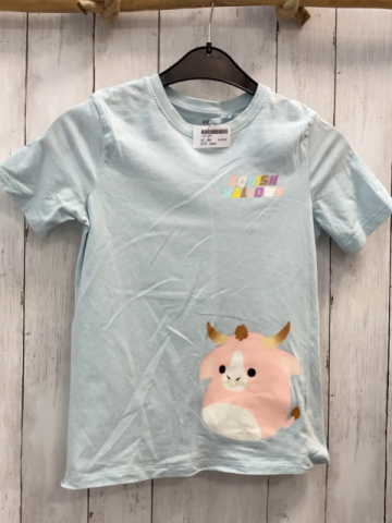 H&M  T-Shirt  Gr. 140  hellblau Schrift Squishmallows 