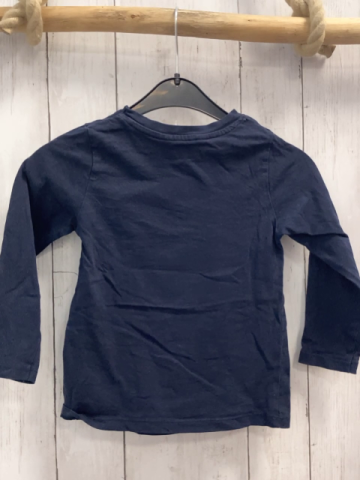 H&M  Langarmshirt  Gr. 98  blau Pailettenbild Lastwagen weiße Schrift 
