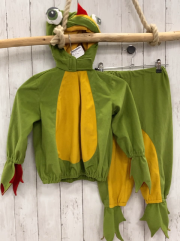 2tlg  Karnevalkostüm  Gr. 116  hellgrün gelb Frosch Oberteil mit Kapuze + Hose 