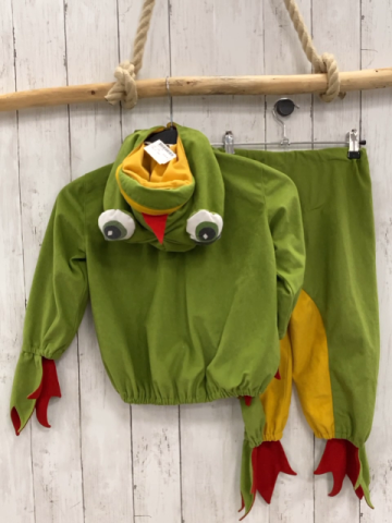 2tlg  Karnevalkostüm  Gr. 116  hellgrün gelb Frosch Oberteil mit Kapuze + Hose 