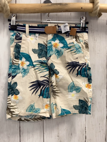 2tlg Okaidi  Shorts + Gürtel  Gr. 110  beige Blumen + blau weiße Streifen 