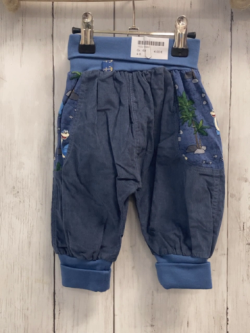   Hose  Gr. 68  grau Kord + blau mit Dino Palme Steine hellblauer Bund 