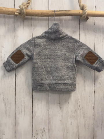 H&M  Sweatjacke  Gr. 68  hellgau braune Aufnäher an den Ellenbogen 