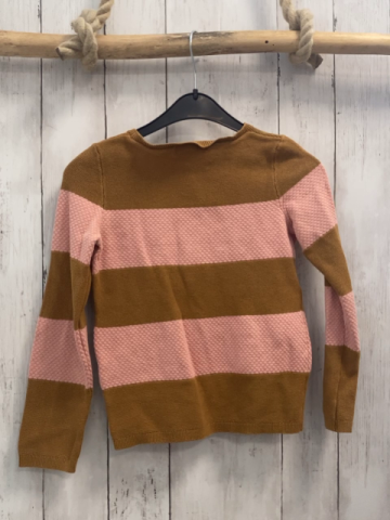 H&M Pullover  Gr. 122/128  ocker rosa Streifen Strick 