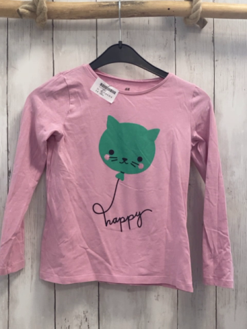 H&M  Langarmshirt  Gr. 122/128  rosa grüner Katzenkopfballon 