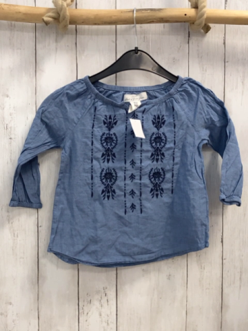 H&M  Bluse  Gr. 116  blau dunkelblaue Stickerei