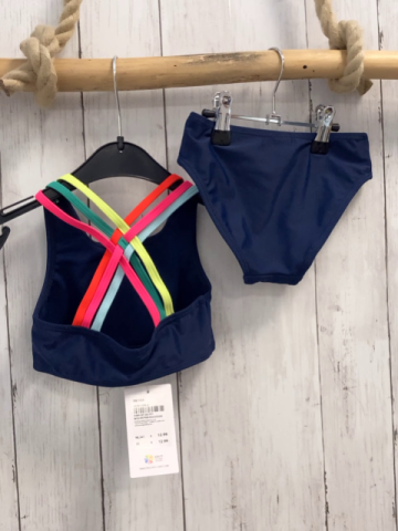 neu 2tlg Famy  Bikini  Gr. 98  blau bunte Schrift + Träger NP 12,99 