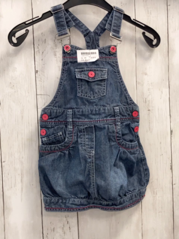 Esprit  Trägerrock Gr. 98  blau Jeans pink Knöpfe 