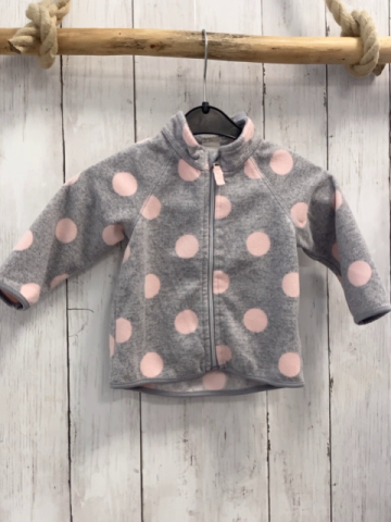 H&M Fleecejacke Gr. 68  grau rosa Punkte