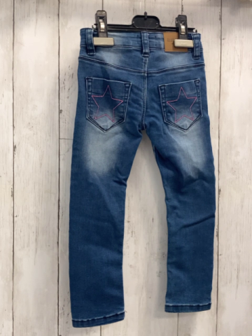 blue seven Hose Gr. 98  blau Jeans Bund verstellbar pink Knopf Stickerei