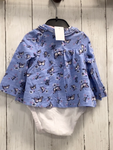  Langarmshirt Gr. 68  blau Schmetterlinge Bodyunterteil