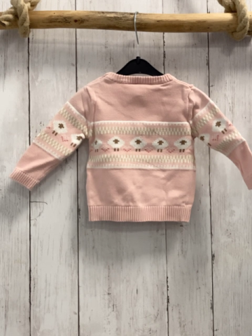 Jacky Pullover Gr. 62  rosa Strick weiß beige Schafe