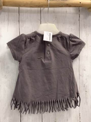   T-Shirt  Gr. 68  grau Zebras Fransensaum 