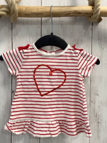   T-Shirt  Gr. 68  weiß rote Streifen Glitzerherz 