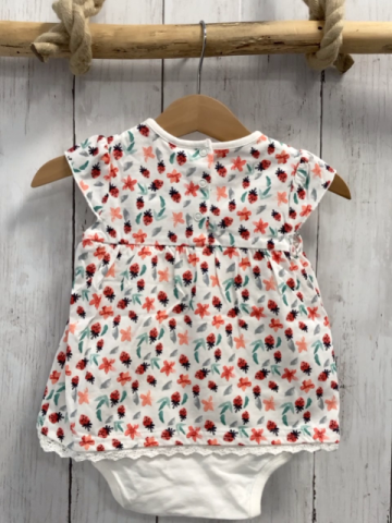 neu  Kleid  Gr. 68  weiß Blumen Erdbeeren Bodyunterteil 