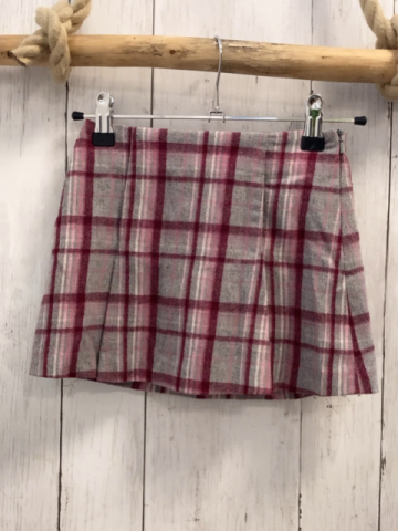 H&M Rock Gr. 98  grau beere kariert Wolloptik