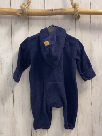 Hess Natur  Teddyoverall  Gr. 62  blau Kapuze Gebrauchsspuren 