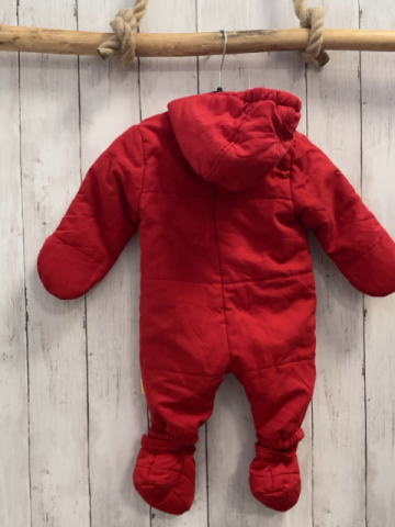 2tlg Steiff  Winteroverall + Schühchen  Gr. 62  rot Kapuze Plüschbärenkopf 