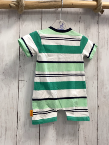 Steiff  Playsuit  Gr. 62  weiß grün mint schwarze Streifen 