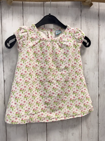   Kleid  Gr. 80  weiß rosa Blumen hellgrüne Blätter 