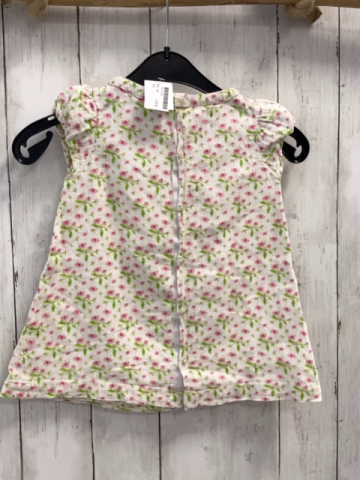   Kleid  Gr. 80  weiß rosa Blumen hellgrüne Blätter 