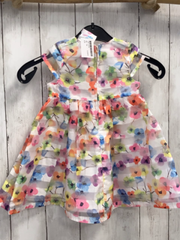   Kleid  Gr. 74  zweilagig weiß transparente Streifen Blumen 