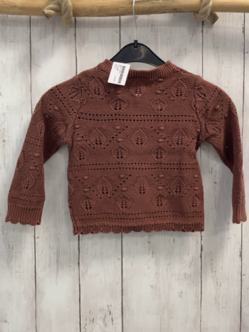   Strickjacke  Gr. 86  braun Blätter Lochmuster 