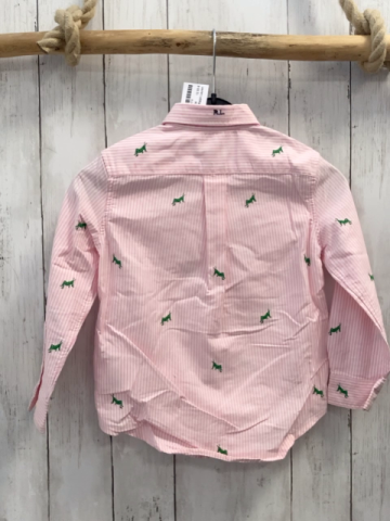 Ralph Lauren Hemd Gr. 104  rosa weiß gestreift gestickte Heuschrecken