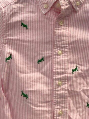 Ralph Lauren Hemd Gr. 104  rosa weiß gestreift gestickte Heuschrecken