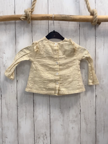 Eden et Victor  Bluse  Gr. 74  weiß goldene Streifen Rüschen 