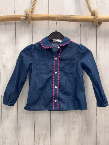 Jacadi Bluse  Gr. 104  blau Jeans pink Borte 