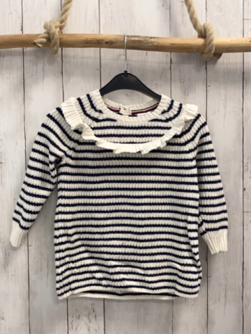 Tommy Hilfiger Pullover Gr. 98  weiß blau gestreift Strick