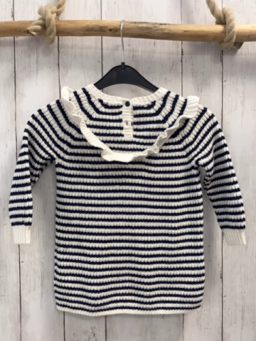 Tommy Hilfiger Pullover Gr. 92  weiß blau gestreift Strick Rüsschenkragen