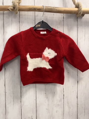Sfera Pullover Gr. 80  rot Strick Hund