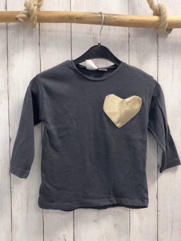 zara Langarmshirt Gr. 98  grau goldenes Herz