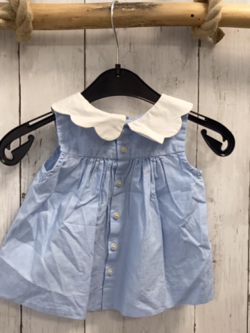 Jacadi Sommerbluse  Gr. 74  hellblau weißer Kragen 