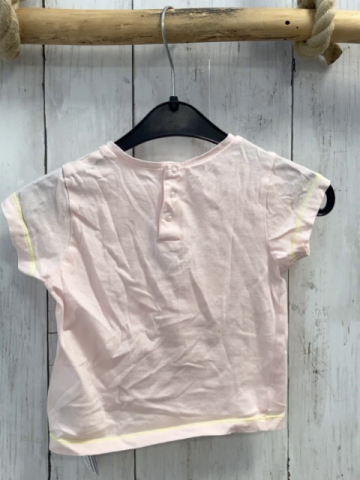 Billieblush  T-Shirt  Gr. 74  rosa neonrote Glitzermuscheln gelbe Schrift + Nähte 