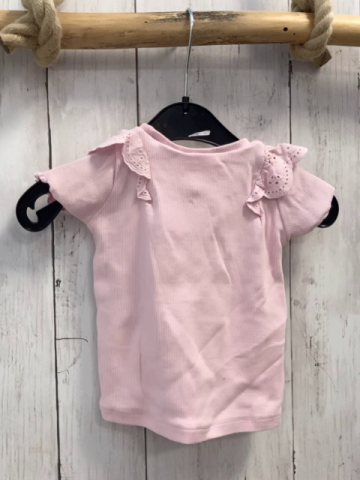 Zara  T-Shirt  Gr. 68  rosa Rippen Rüschen mit Lochstickerei 