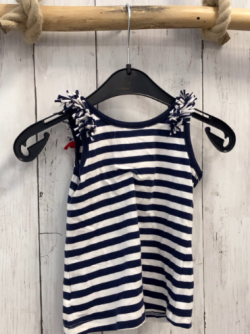   Top  Gr. 86  blau weiße Streifen rote Sterne mit Steinen blau weiße Fransen rote Schleifen