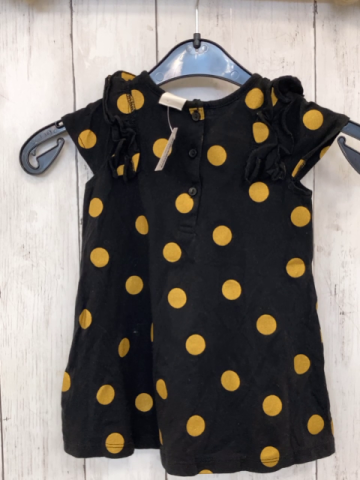 H&M  Kleid  Gr. 74  schwarz goldene Glitzerpunkte Rüschen 