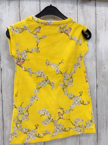 Zara  Kleid  Gr. 110  gelb Struktur weiß Blumen Vögel 