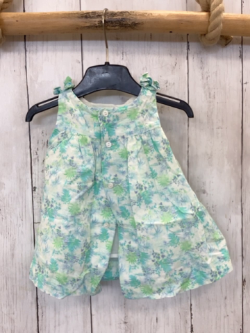 Zara  Kleid  Gr. 62  weiß türkis hellgrüne Blätter 