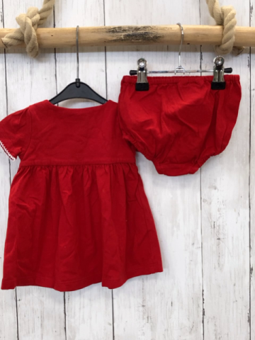 2tlg Ralph Lauren  Kleid + Höschen  Gr. 62  rot weiß umhäkelt blauer Reiter 