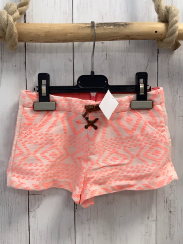 Zara  Shorts  Gr. 110  creme orange Muster  Bund verstellbar  braune Kordel 